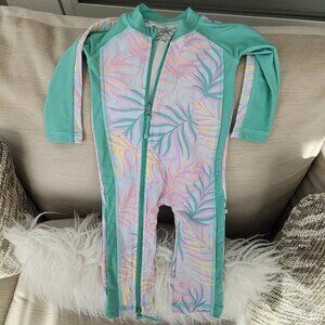 Girls Caden Lane Long Sleeve Swim Suit Romper Rash Guard 3-6 Month